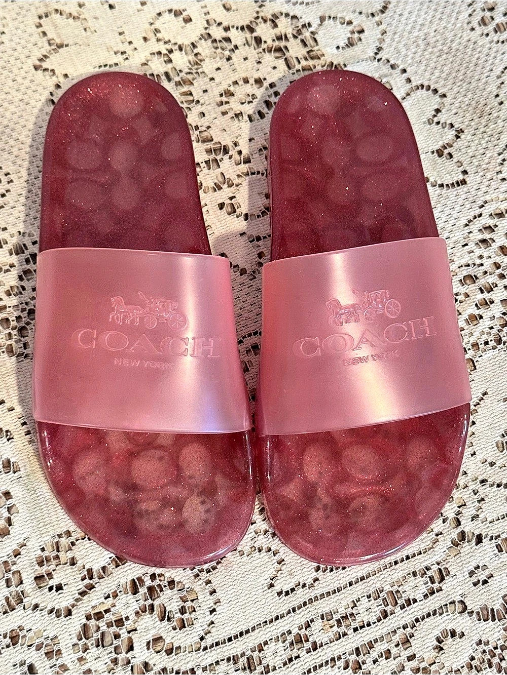 Coach Ulyssa Jelly Slide Sandals Pink